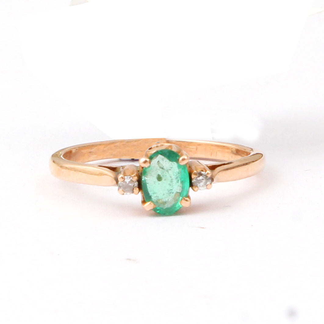 Emerald And Diamonds Gold Ring