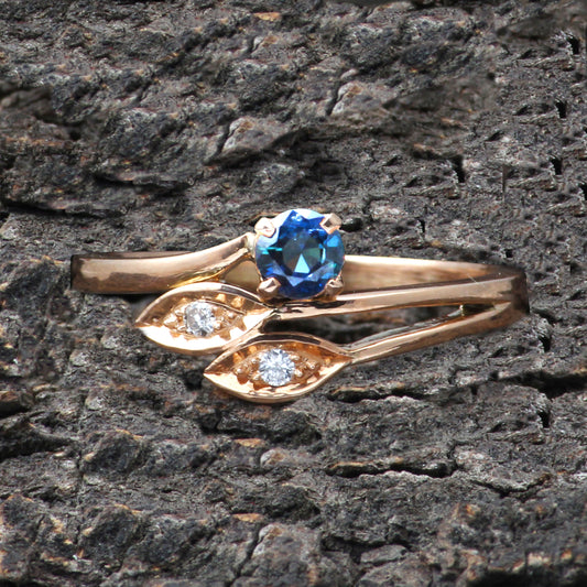 Sapphire(Natural) And Diamonds Gold Ring