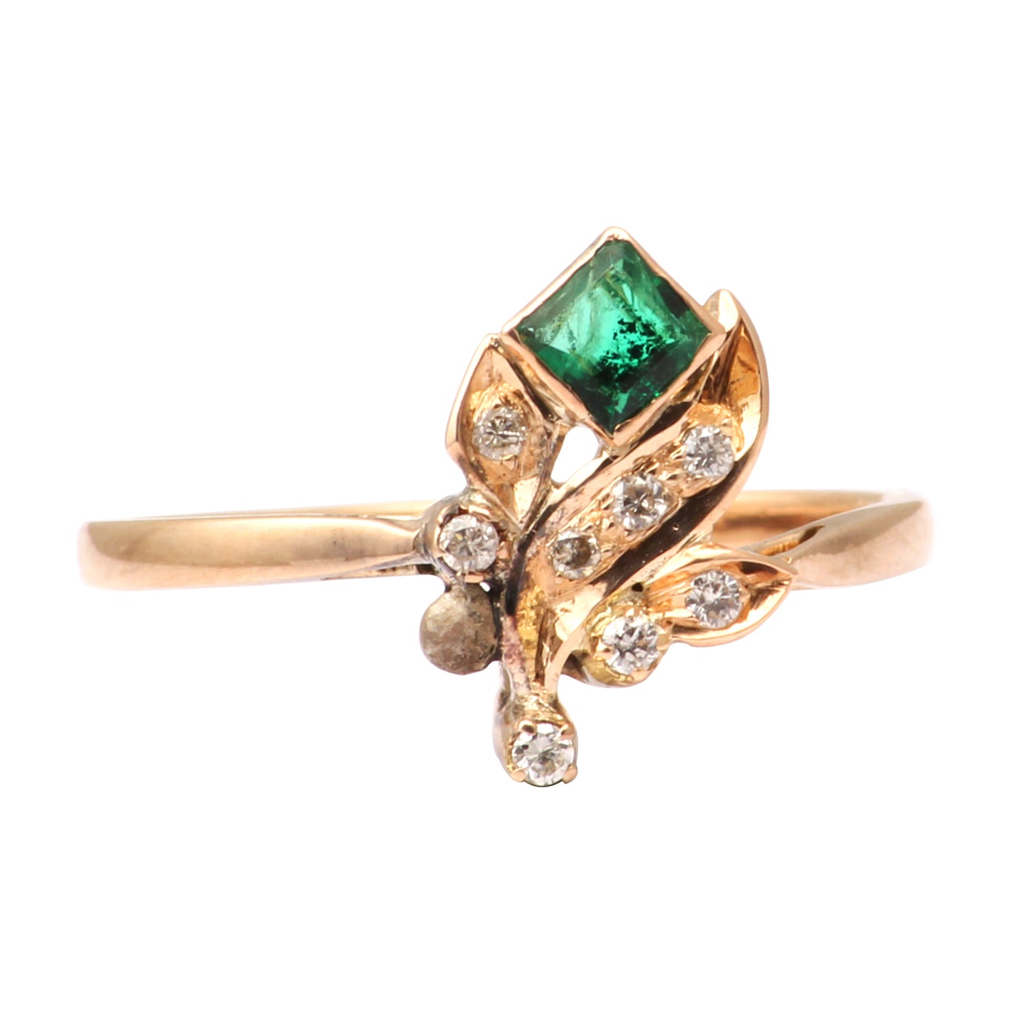 Emerald And Diamonds Gold Ring