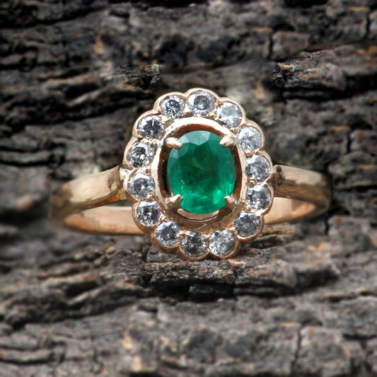 Emerald And Diamonds Gold Ring