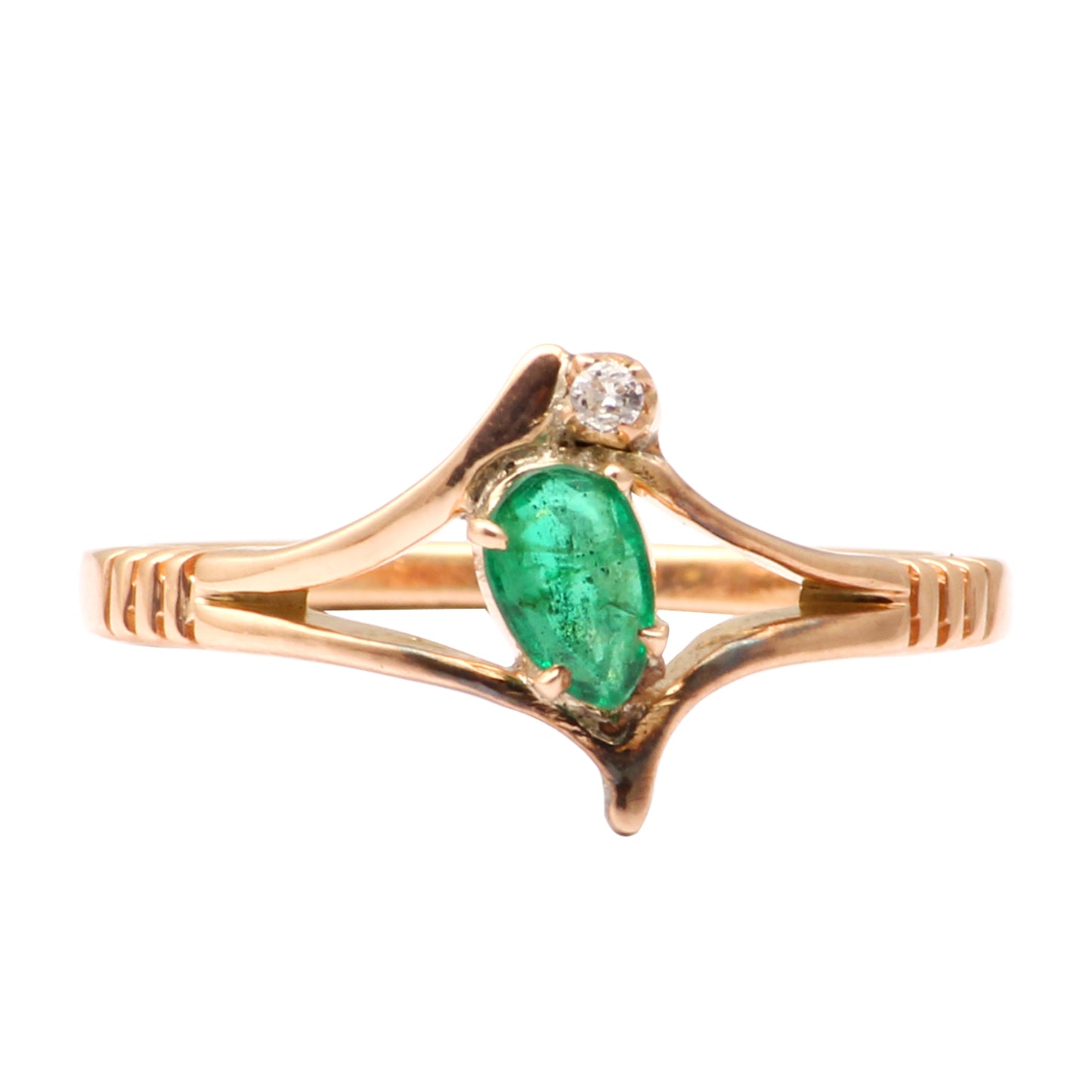 Emerald And Diamonds Gold Ring