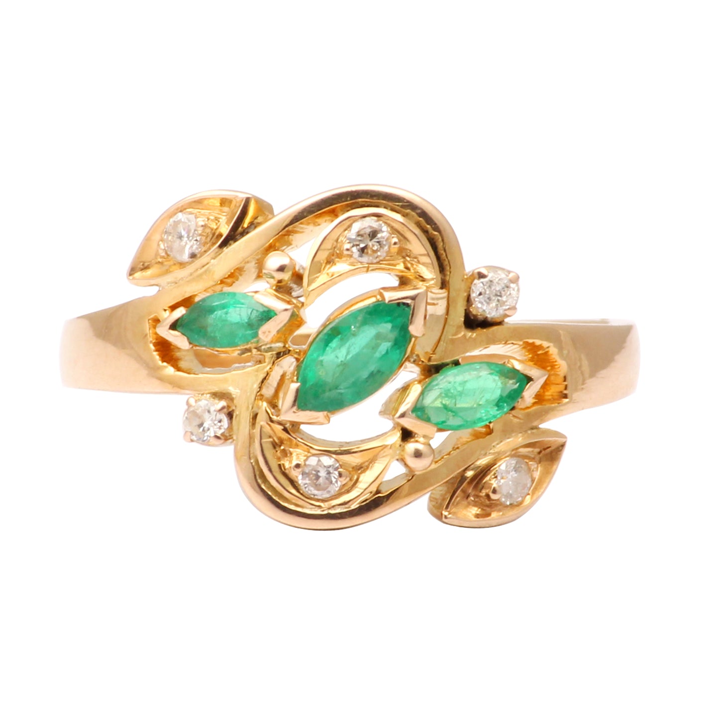 Emerald And Diamonds Gold Ring