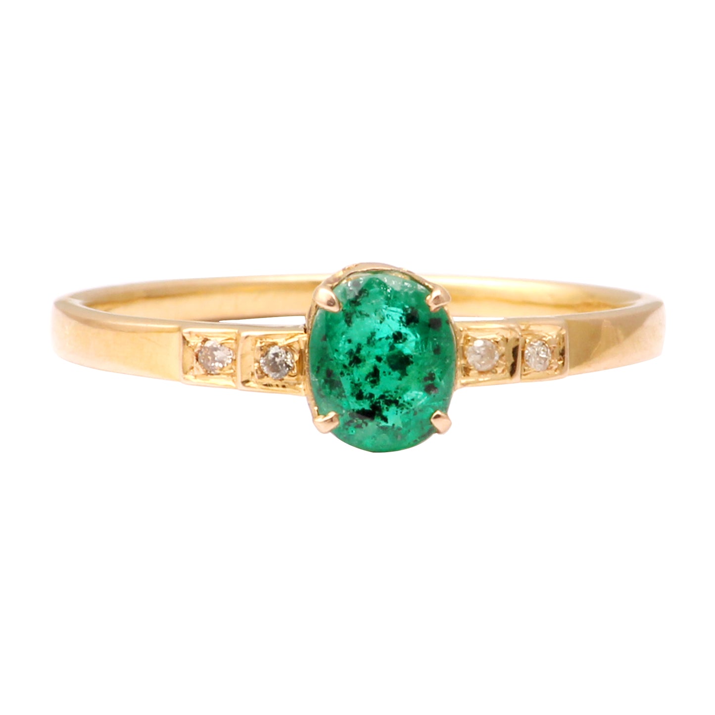 Emerald And Diamonds Gold Ring