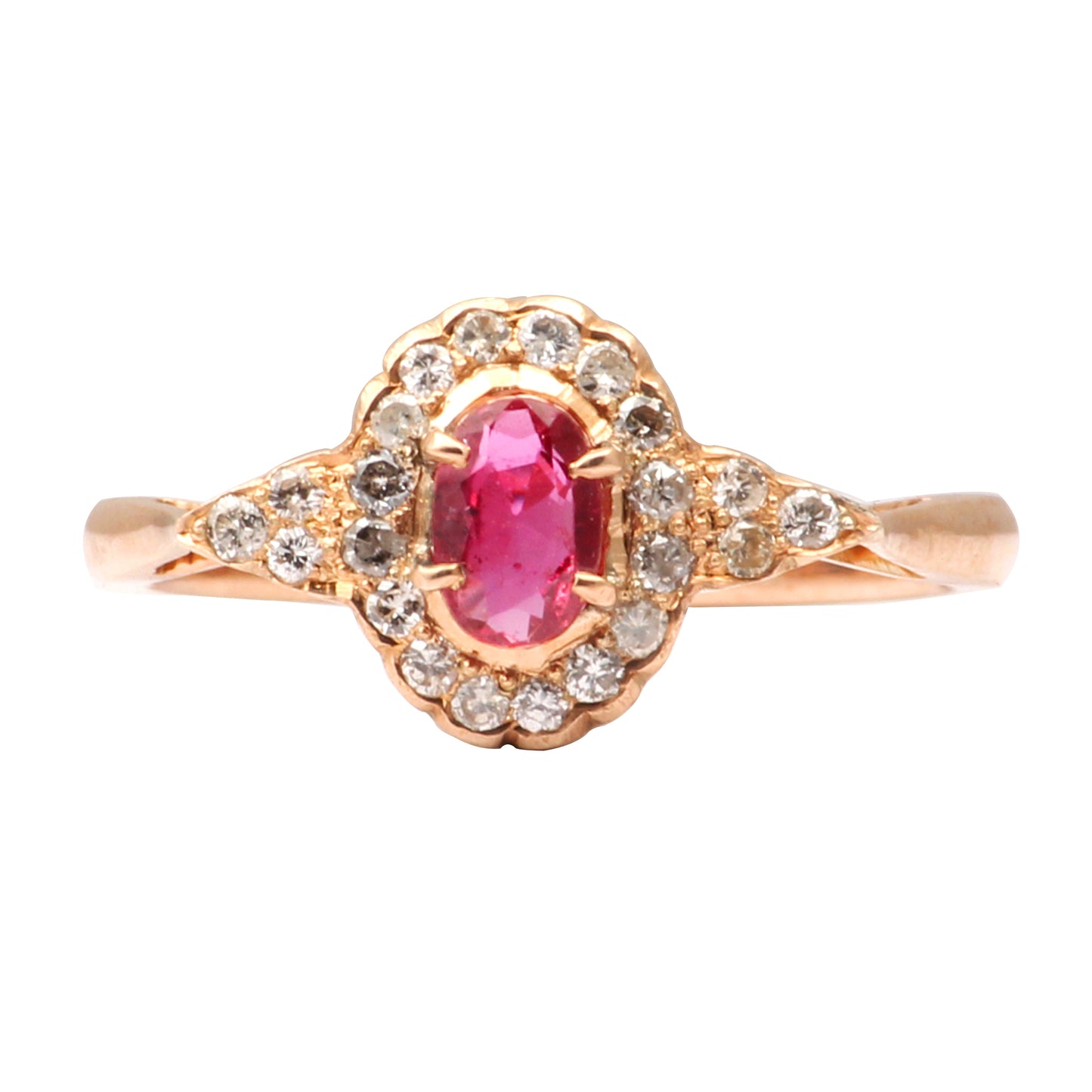 Ruby(Indian) And Diamonds Gold Ring