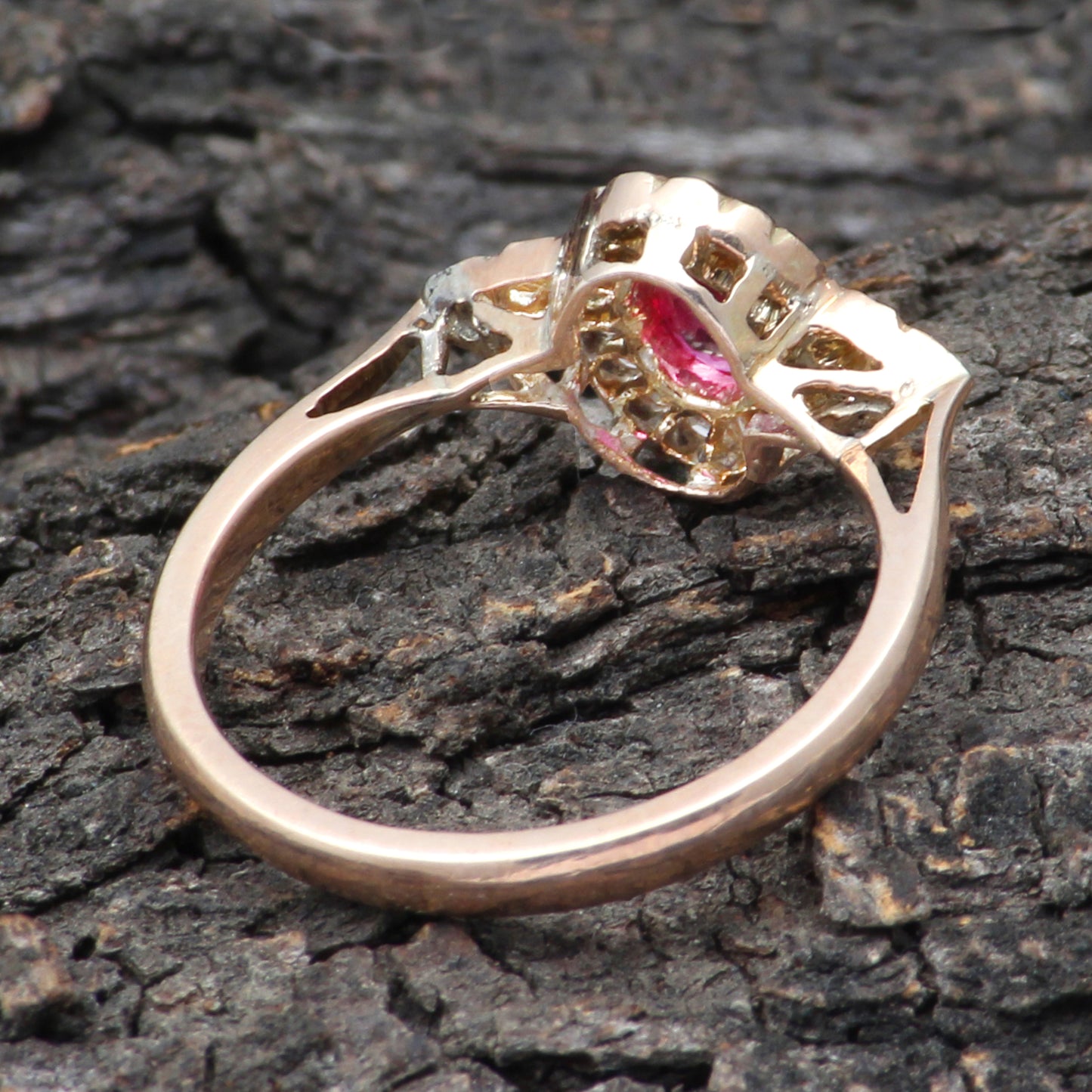 Ruby(Indian) And Diamonds Gold Ring