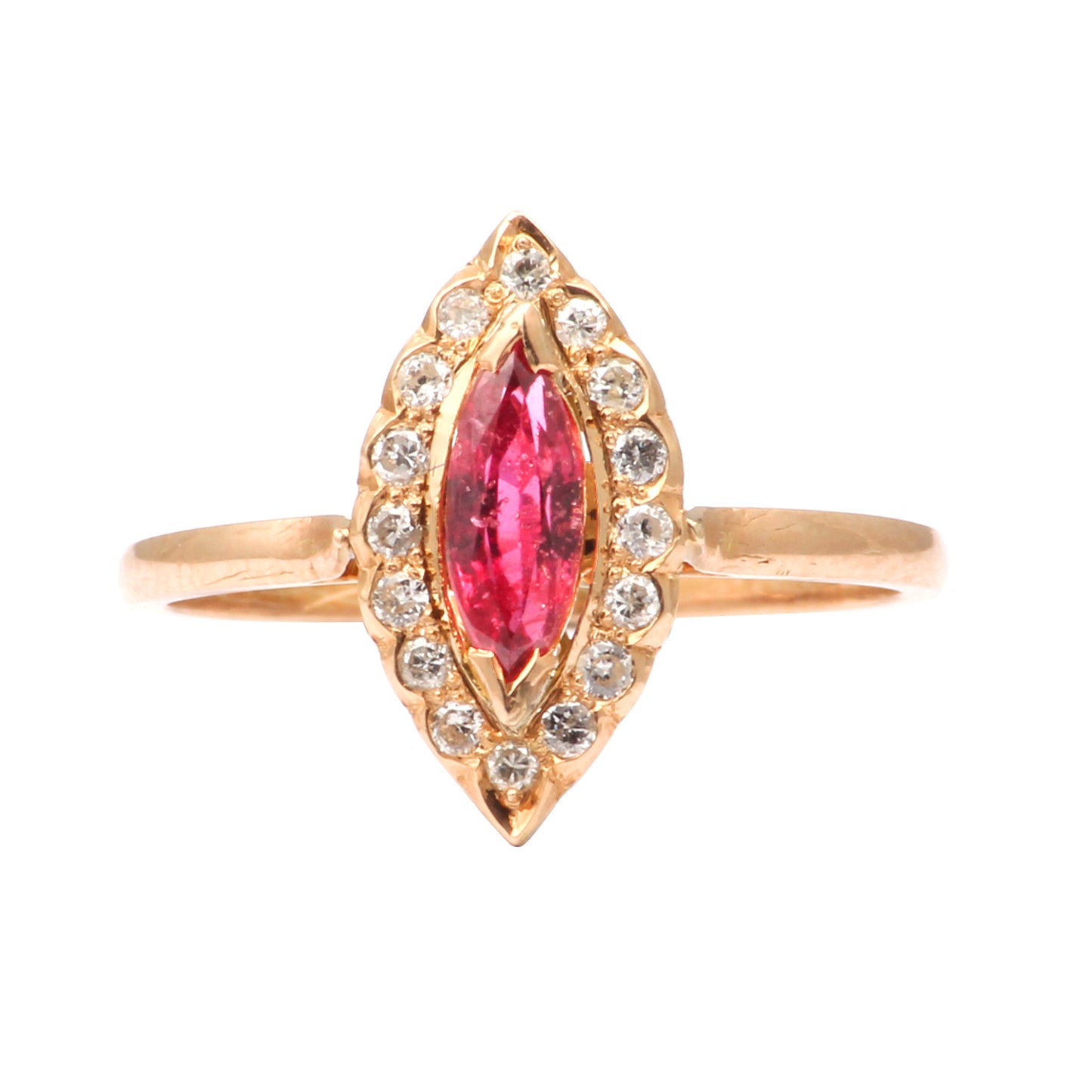 Ruby(Indian) And Diamonds Gold Ring