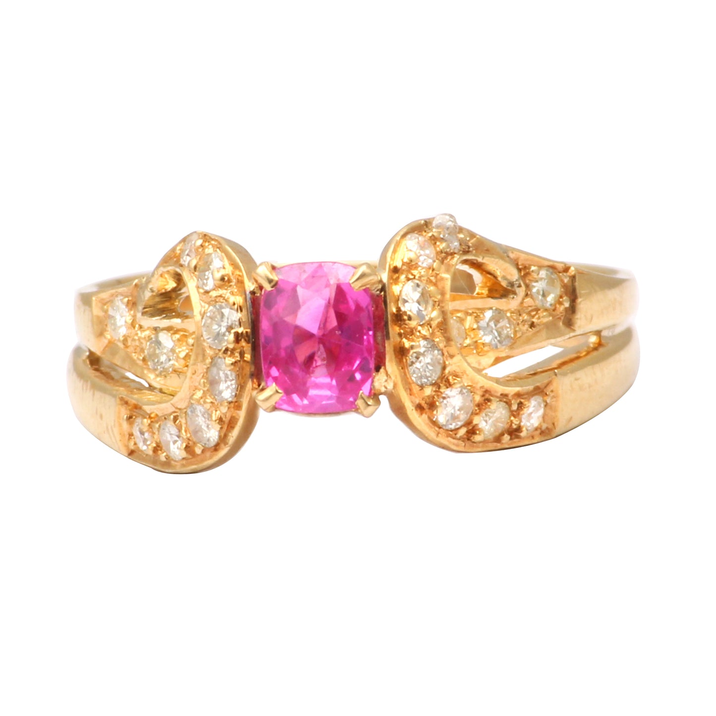 Ruby(Burma) And Diamonds Gold Ring