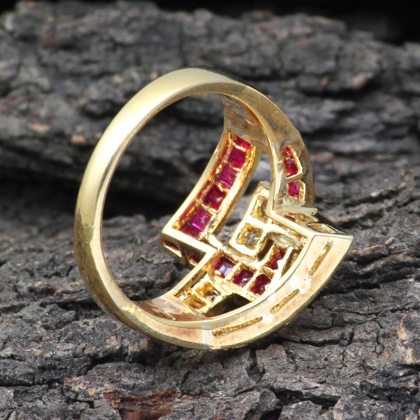 Ruby And Diamonds Gold Ring