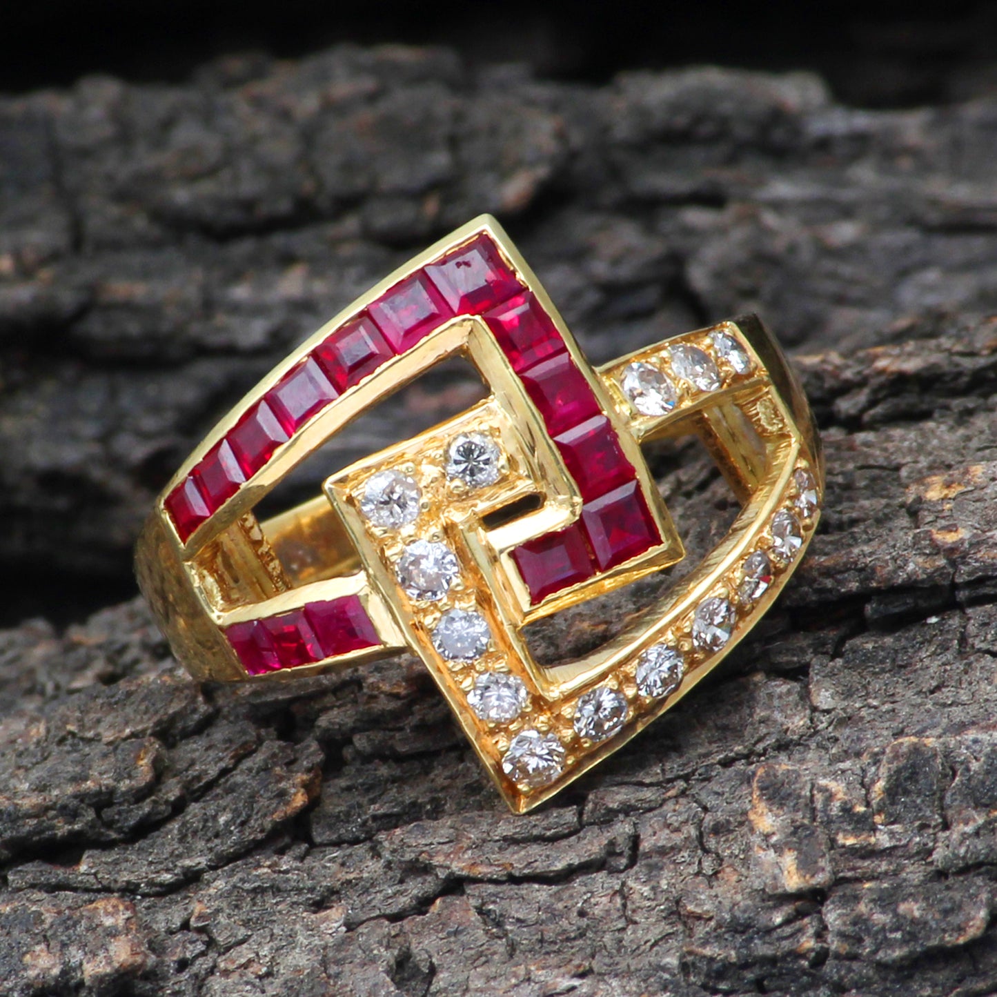 Ruby And Diamonds Gold Ring