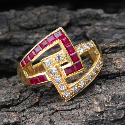 Ruby And Diamonds Gold Ring