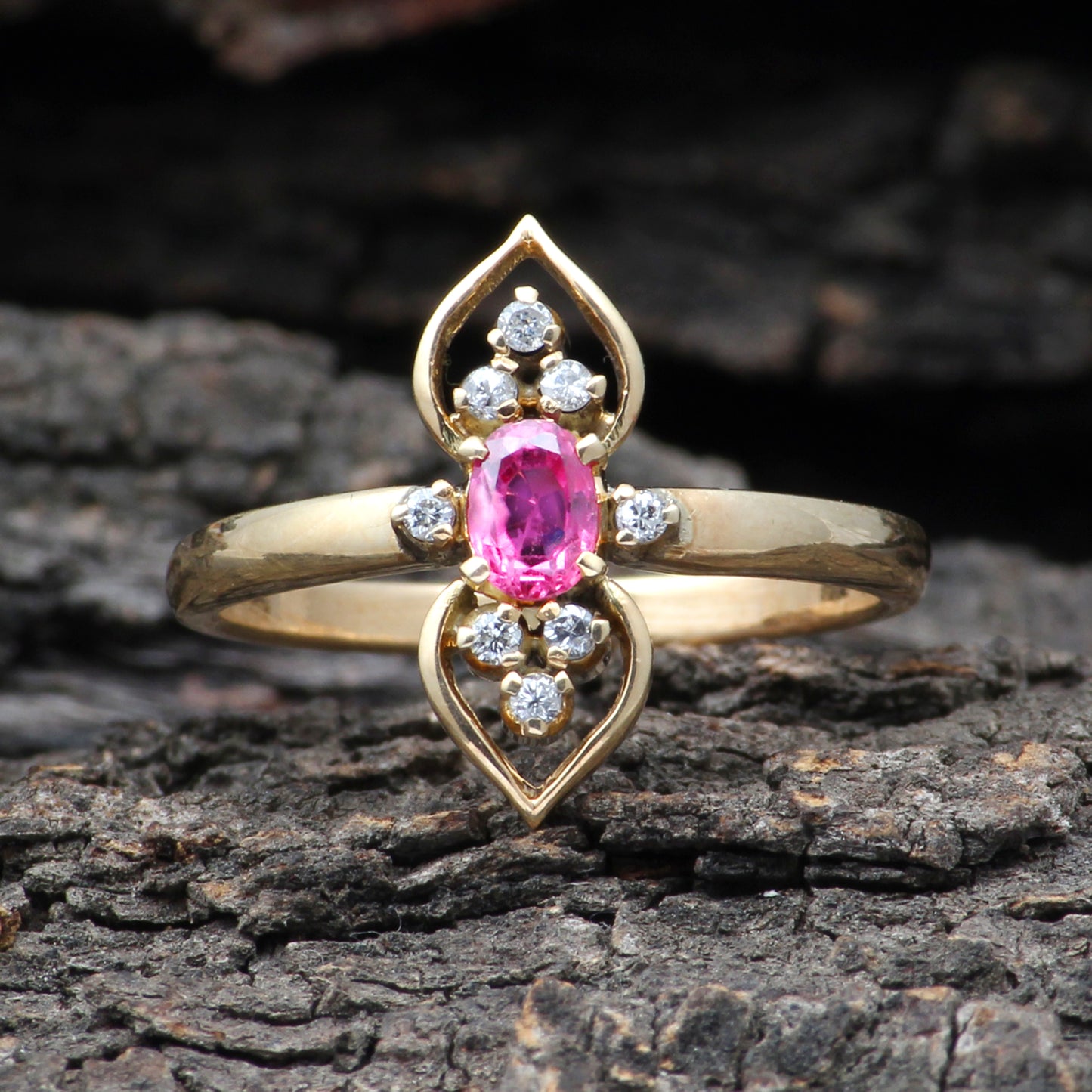 Ruby(Indian) And Diamonds Gold Ring