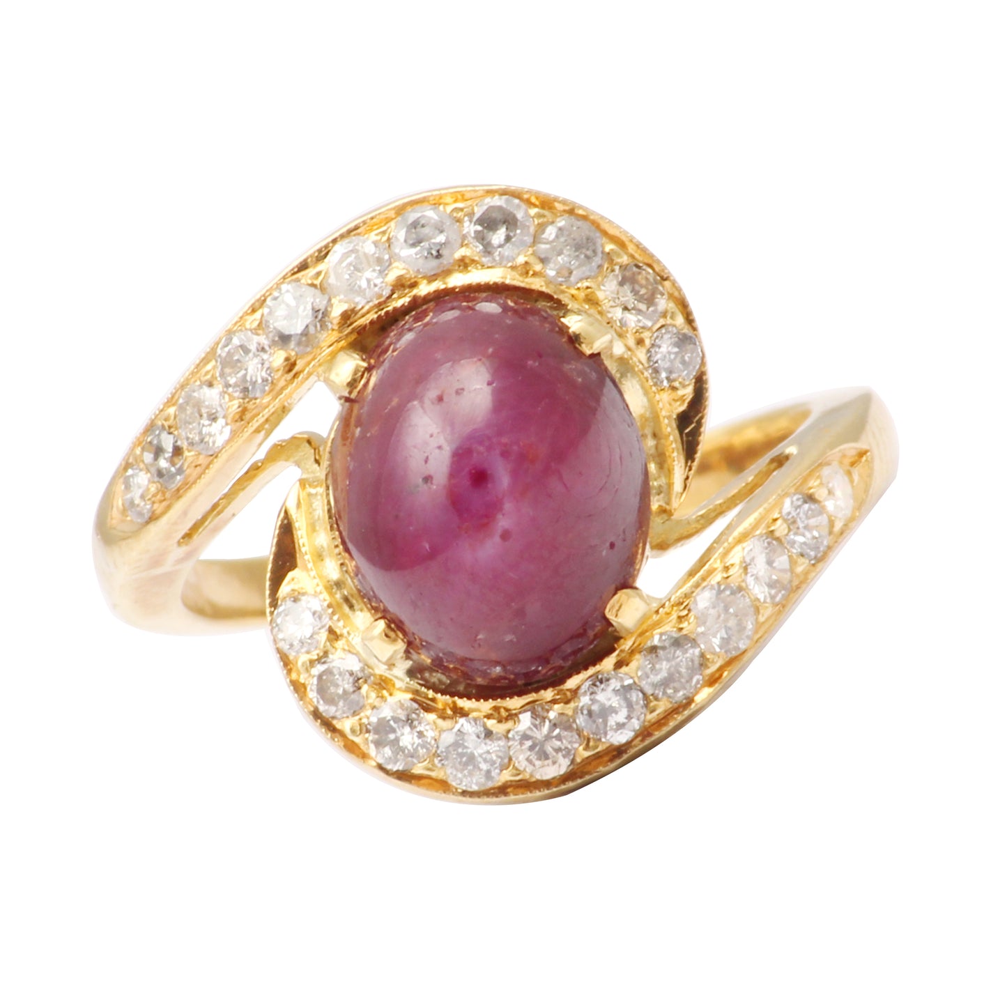 Ruby(Burma) And Diamonds Gold Ring