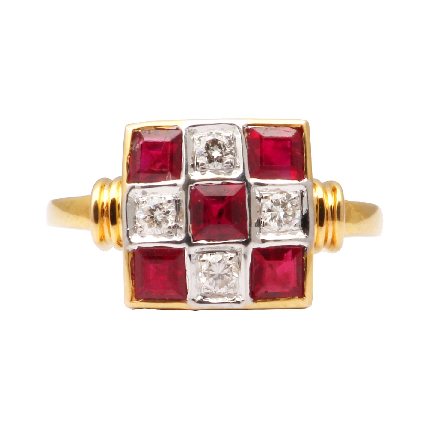 Ruby(Thai) And Diamonds Gold Ring