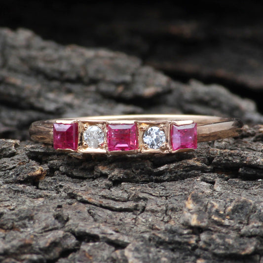 Ruby And Diamonds Gold Ring