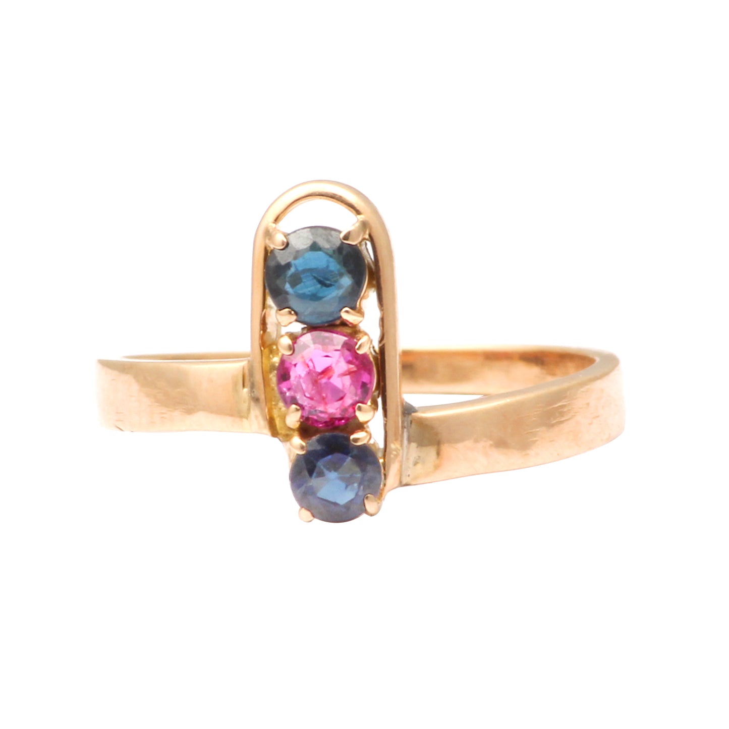 Ruby-2/sapphire-1 Gold Ring