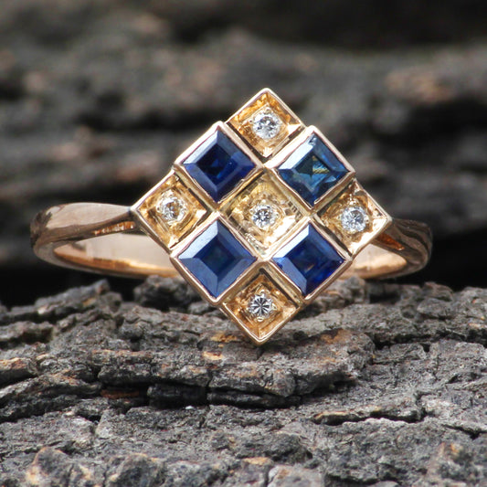 Sapphire And Diamonds Gold Ring