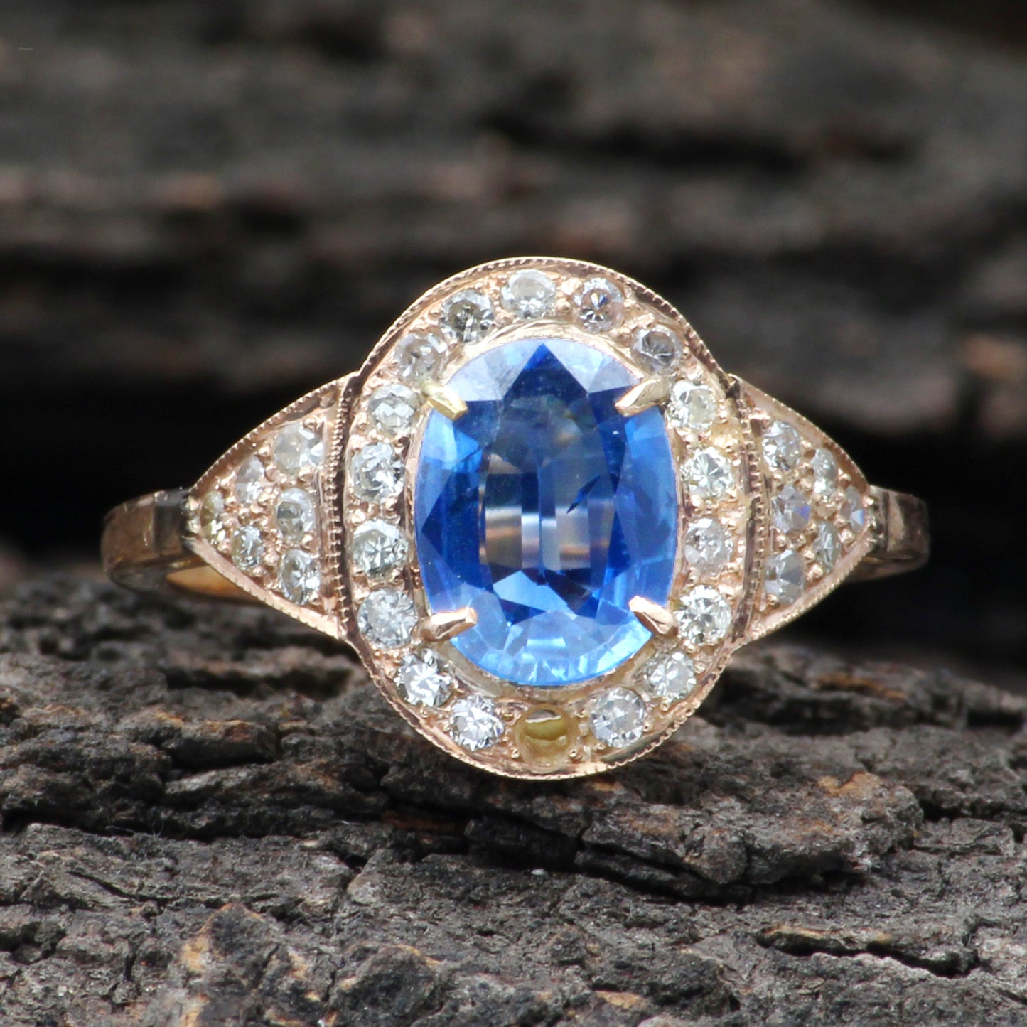 Sapphire And Diamonds Gold Ring