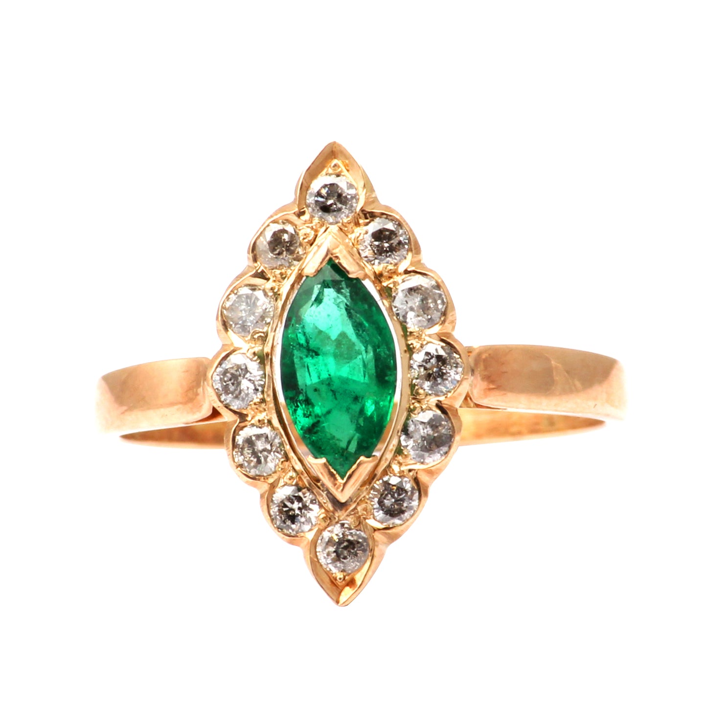 Emerald(Brazil) And Diamonds Gold Ring