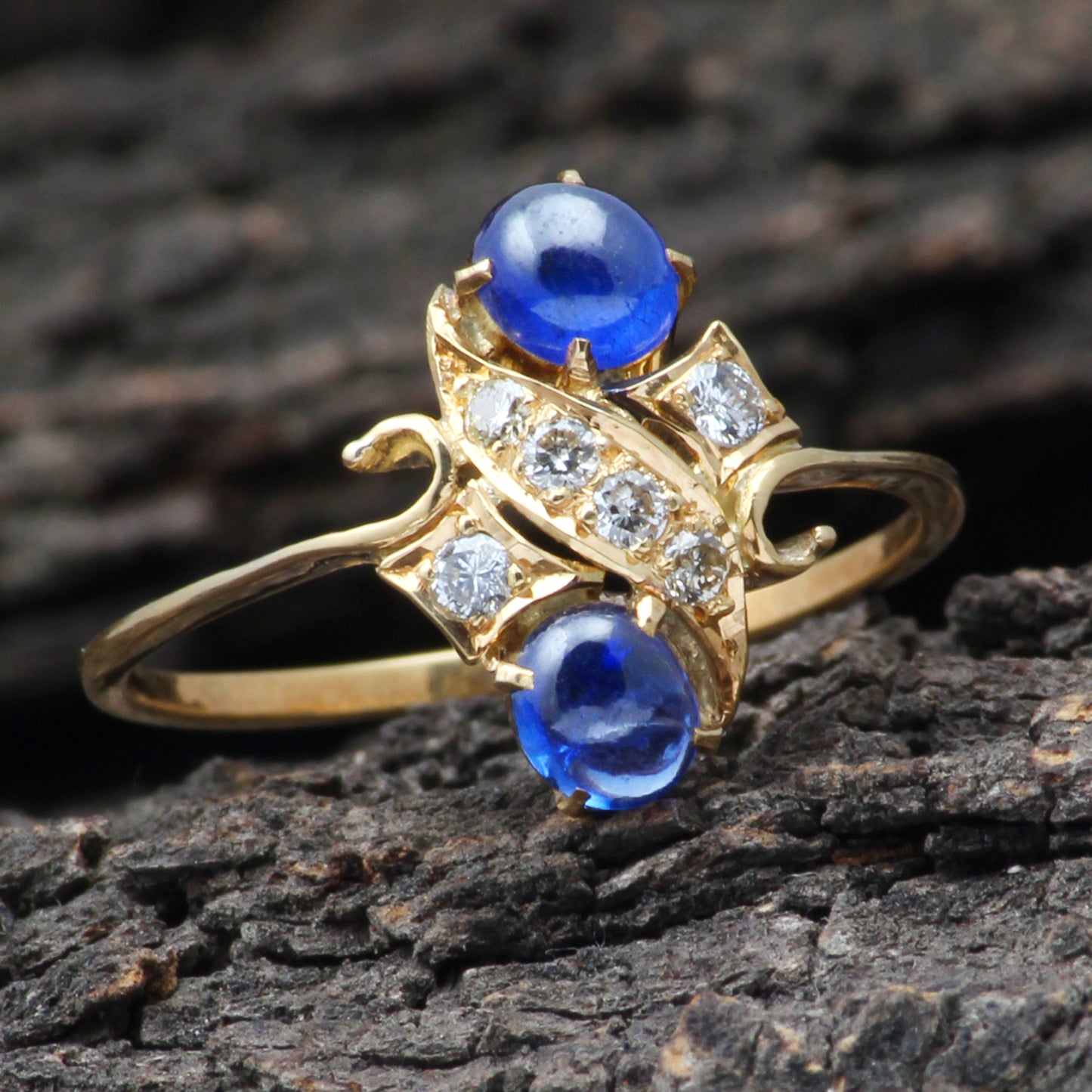 Sapphire(Burma) And Diamonds Gold Ring