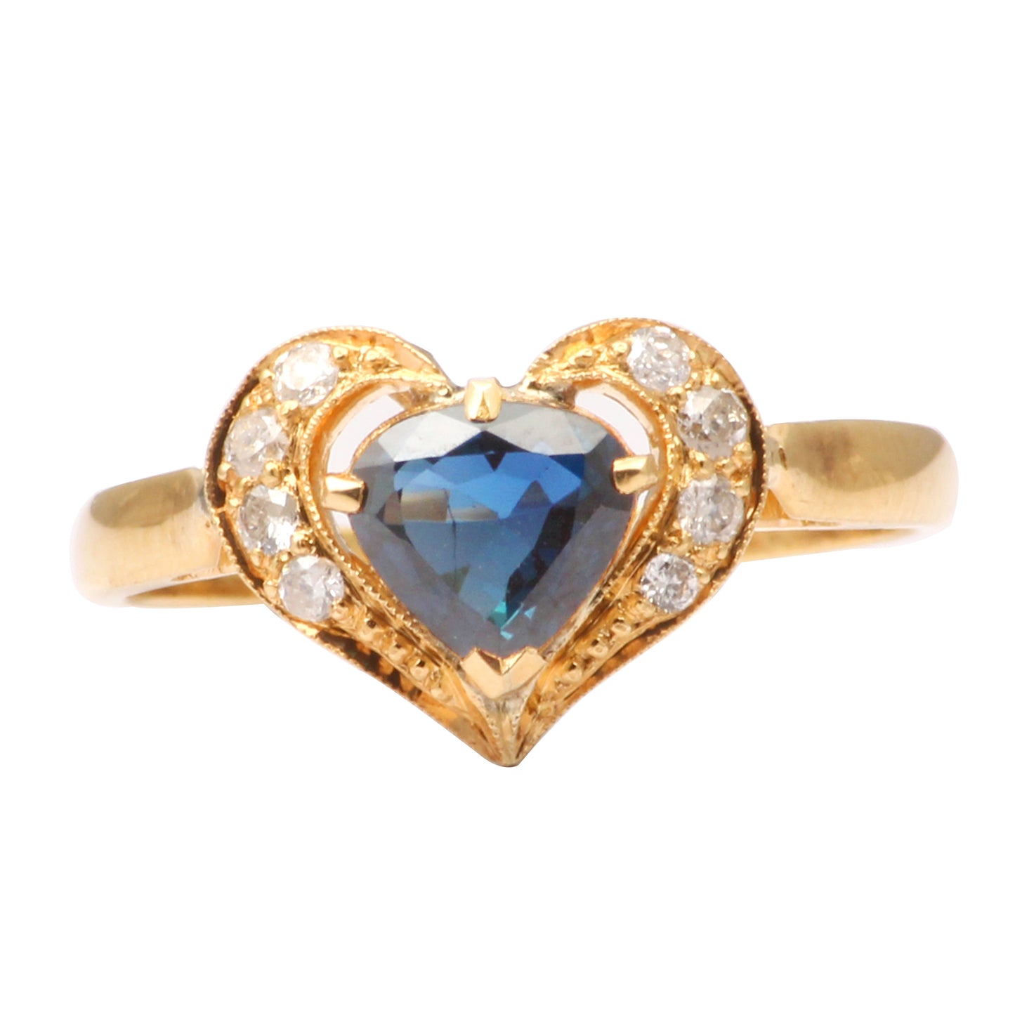 Sapphire(Natural) And Diamonds Gold Ring