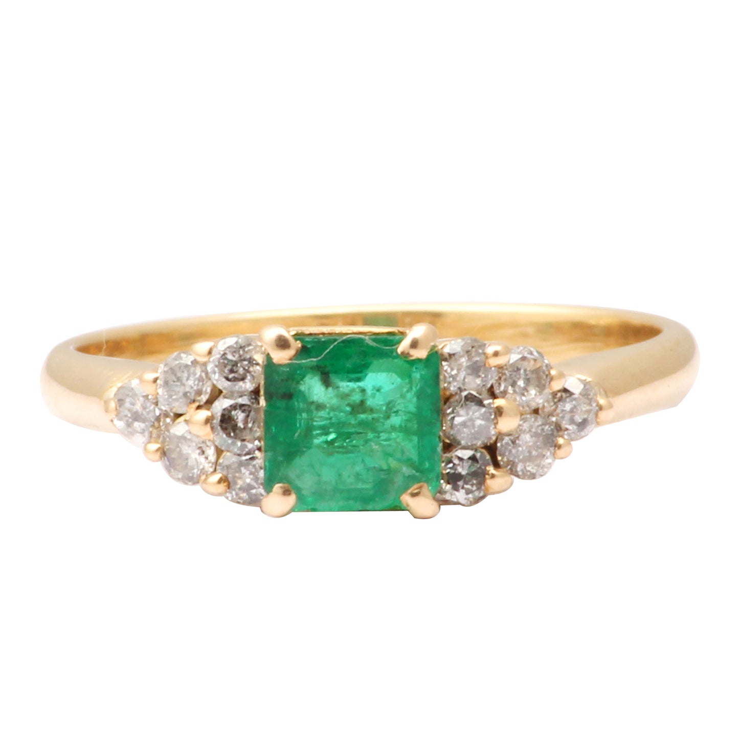 Emerald And Diamonds Gold Ring