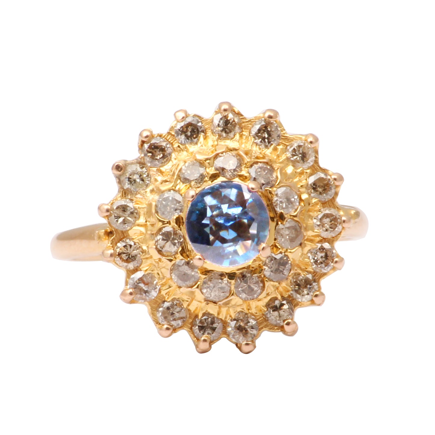 Sapphire(Natural) And Diamonds Gold Ring