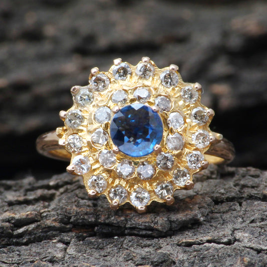 Sapphire(Natural) And Diamonds Gold Ring