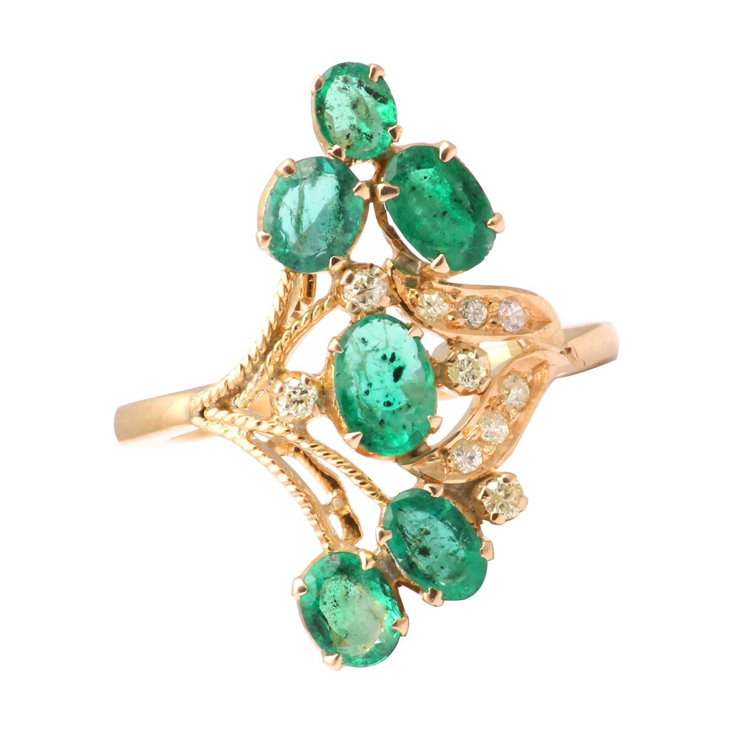 Emerald And Diamonds Gold Ring