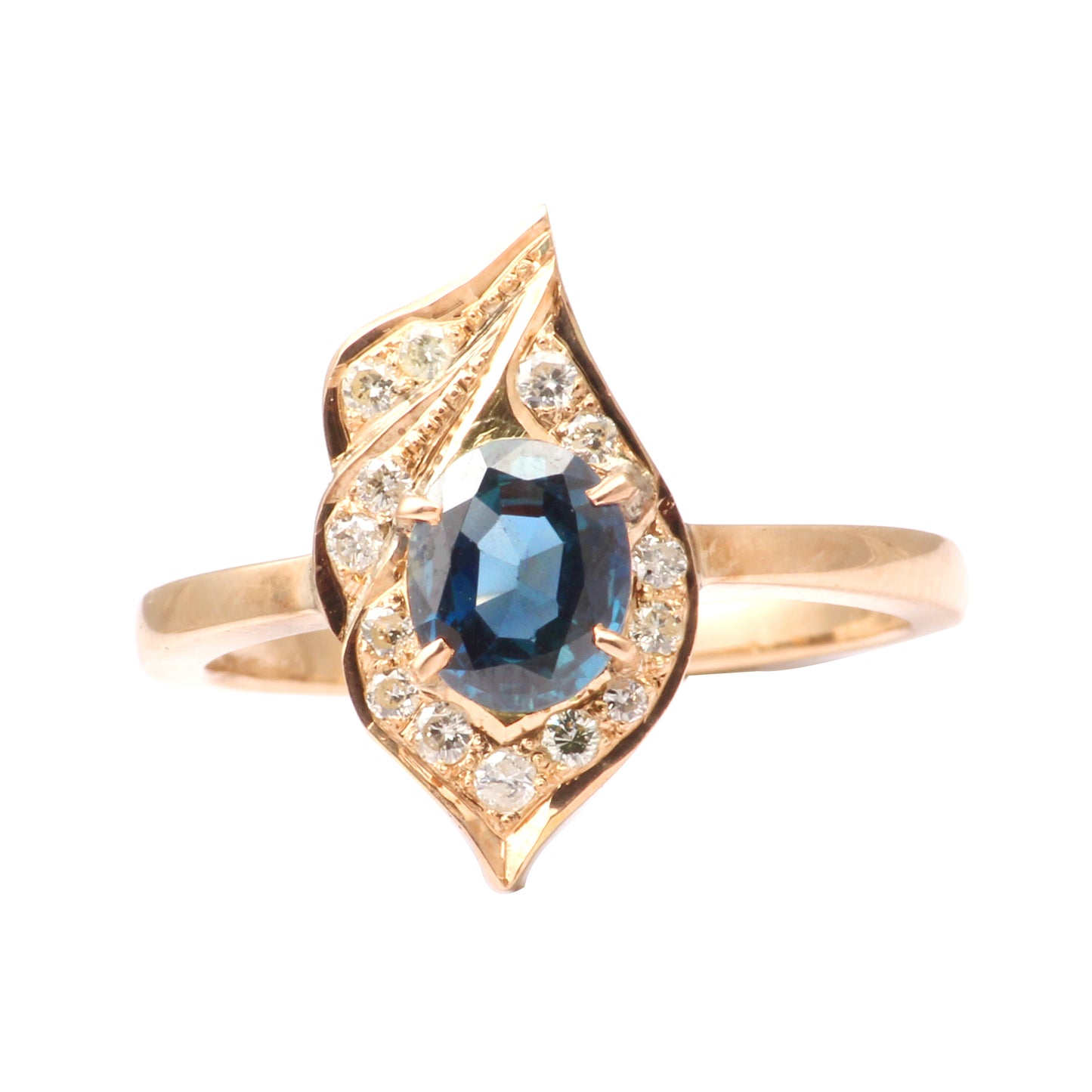 Sapphire(Natural) And Diamonds Gold Ring