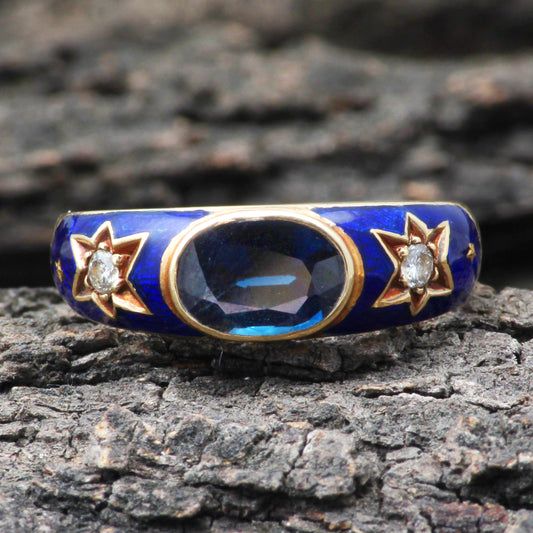 Sapphire(Natural) And Diamonds Gold Ring