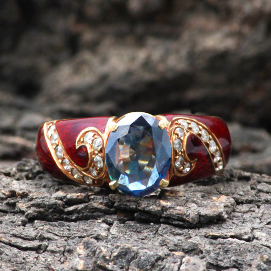 Sapphire(Natural) And Diamonds Gold Ring