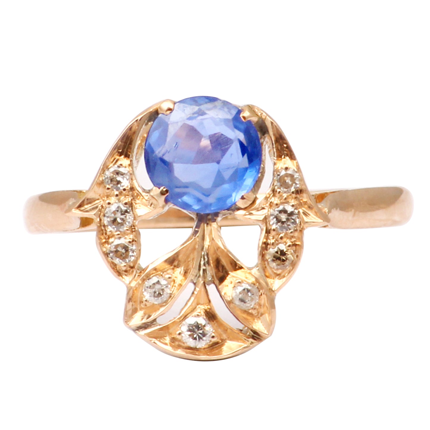 Sapphire(Burma) And Diamonds Gold Ring