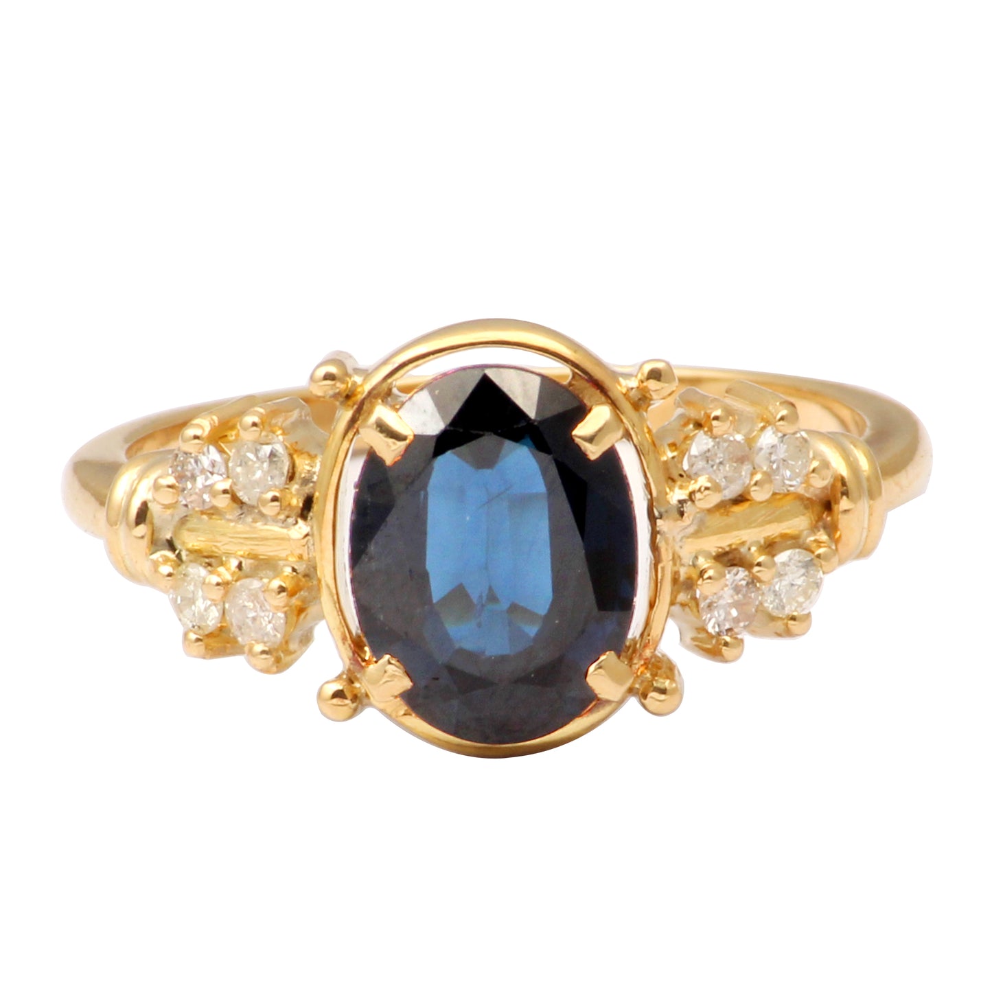 Sapphire(Natural) And Diamonds Gold Ring