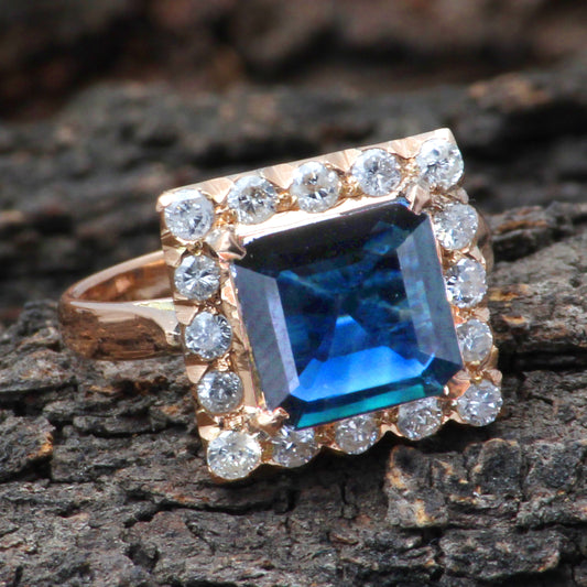 Sapphire(Natural) And Diamonds Gold Ring