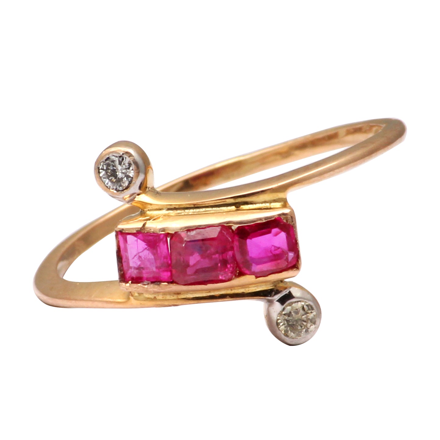 Ruby(Burma) And Diamonds Gold Ring