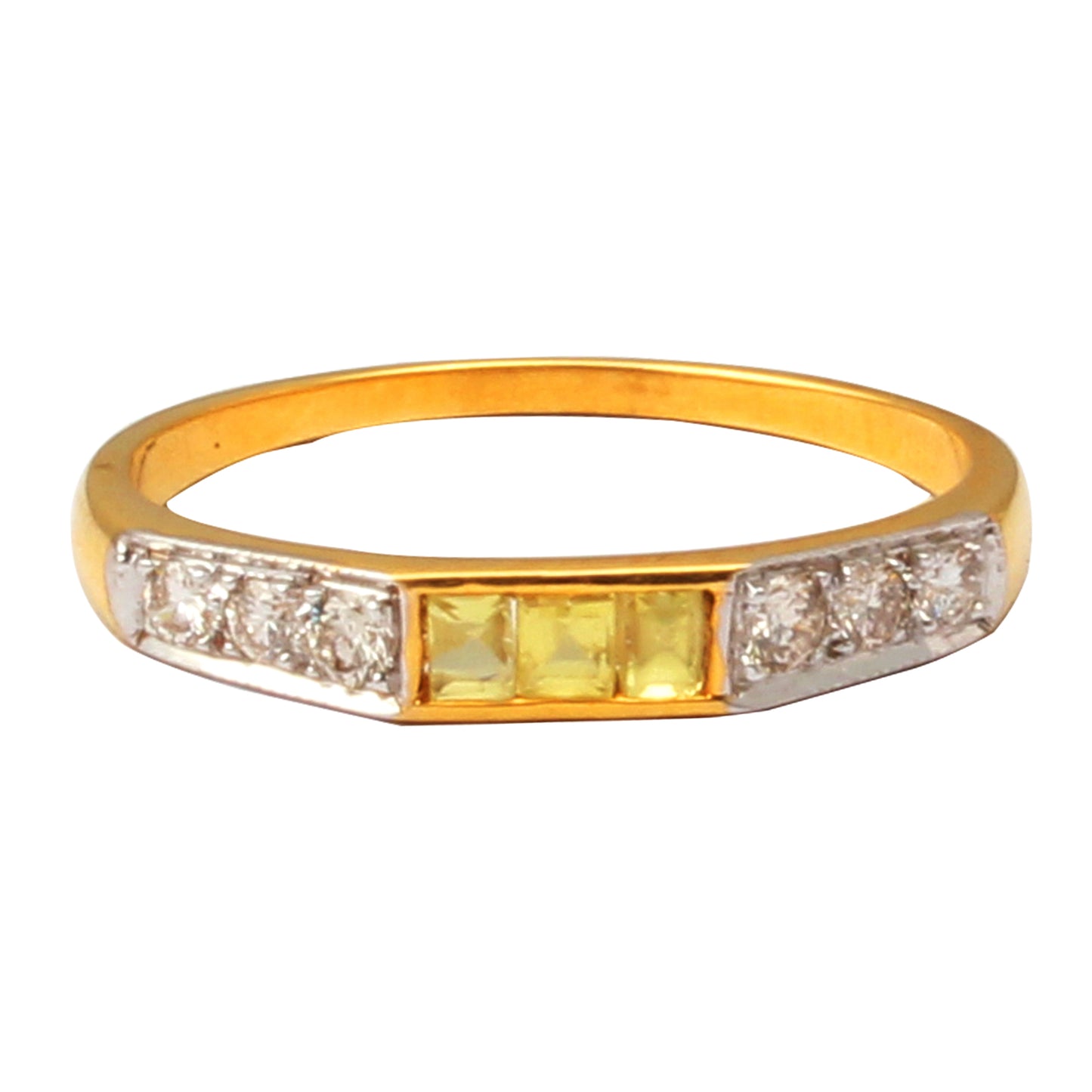 Yellow Sapphire(Zambian) And Diamonds Gold Ring