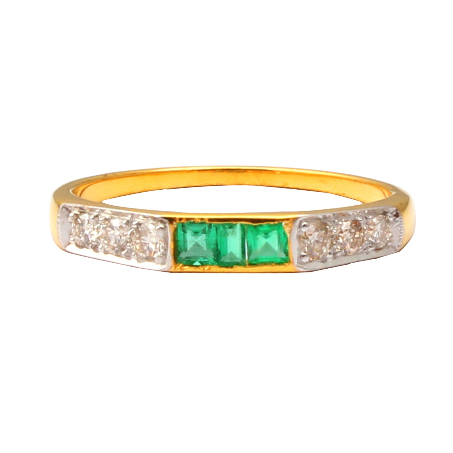 Emerald(Columbian) And Diamonds Gold Ring