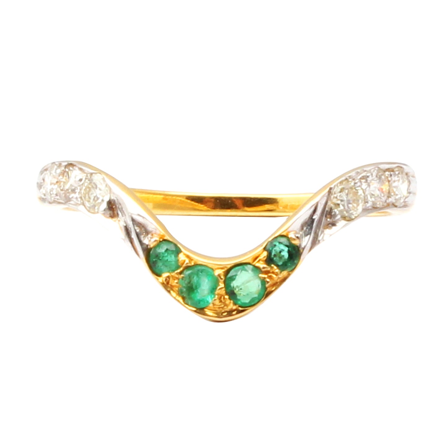 Emerald(Zambian) And Diamonds Gold Ring