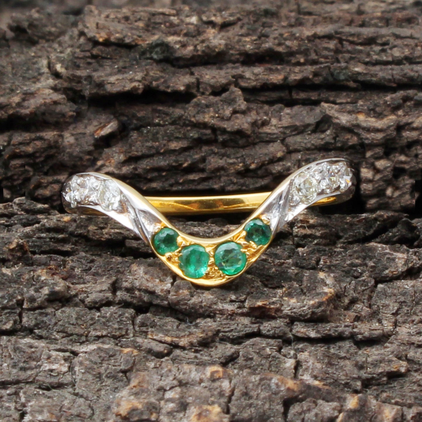 Emerald(Zambian) And Diamonds Gold Ring