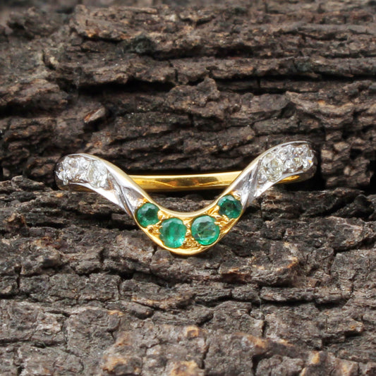 Emerald(Zambian) And Diamonds Gold Ring