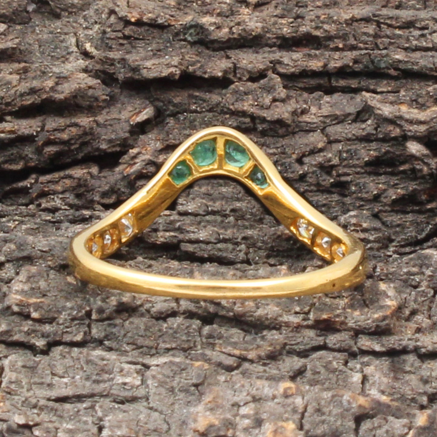 Emerald(Zambian) And Diamonds Gold Ring