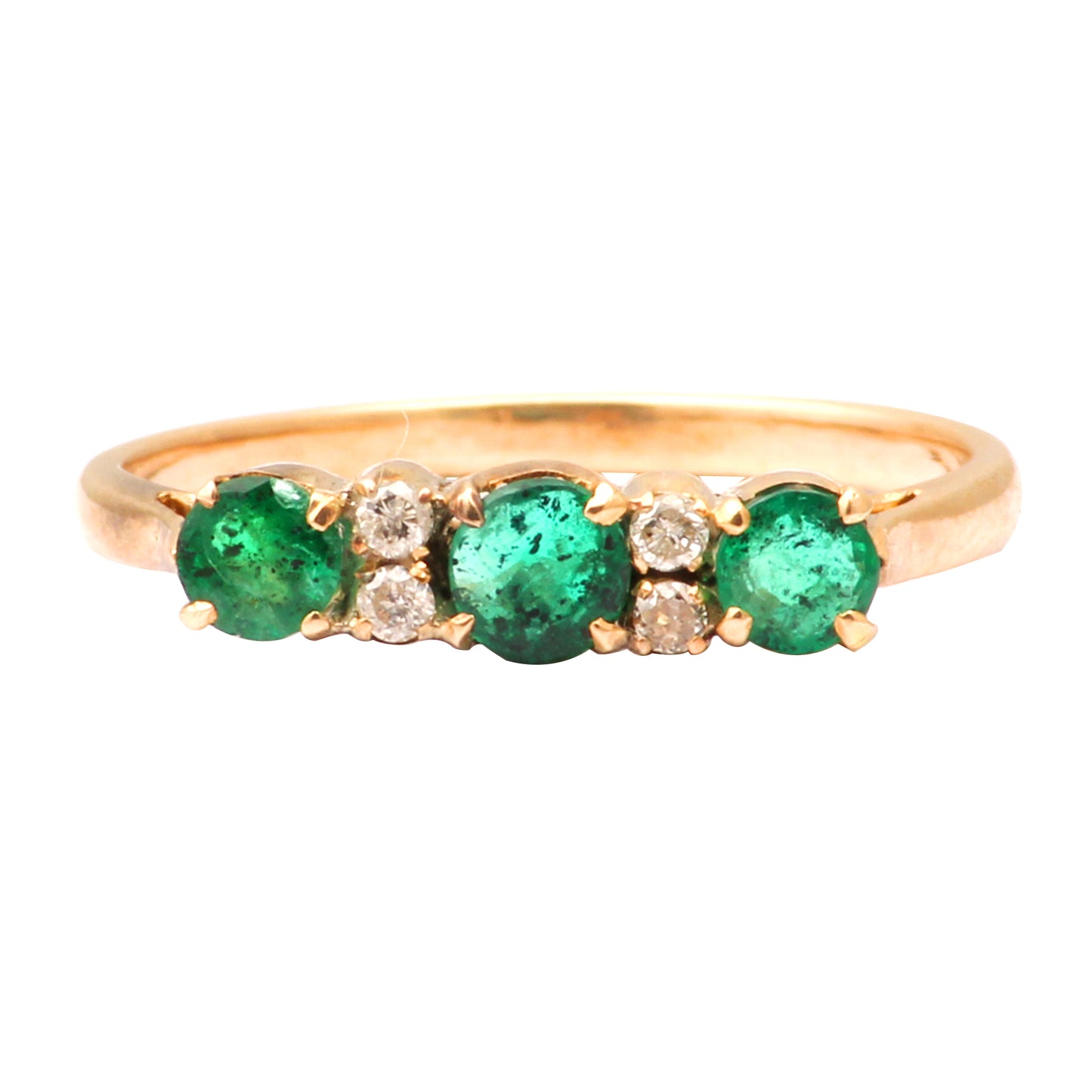 Emerald(Indian) And Diamonds Gold Ring