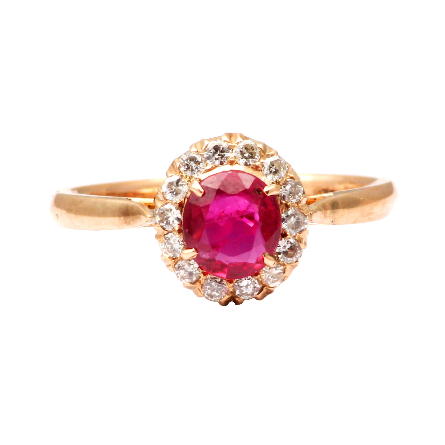 Ruby(Burma) And Diamonds Gold Ring