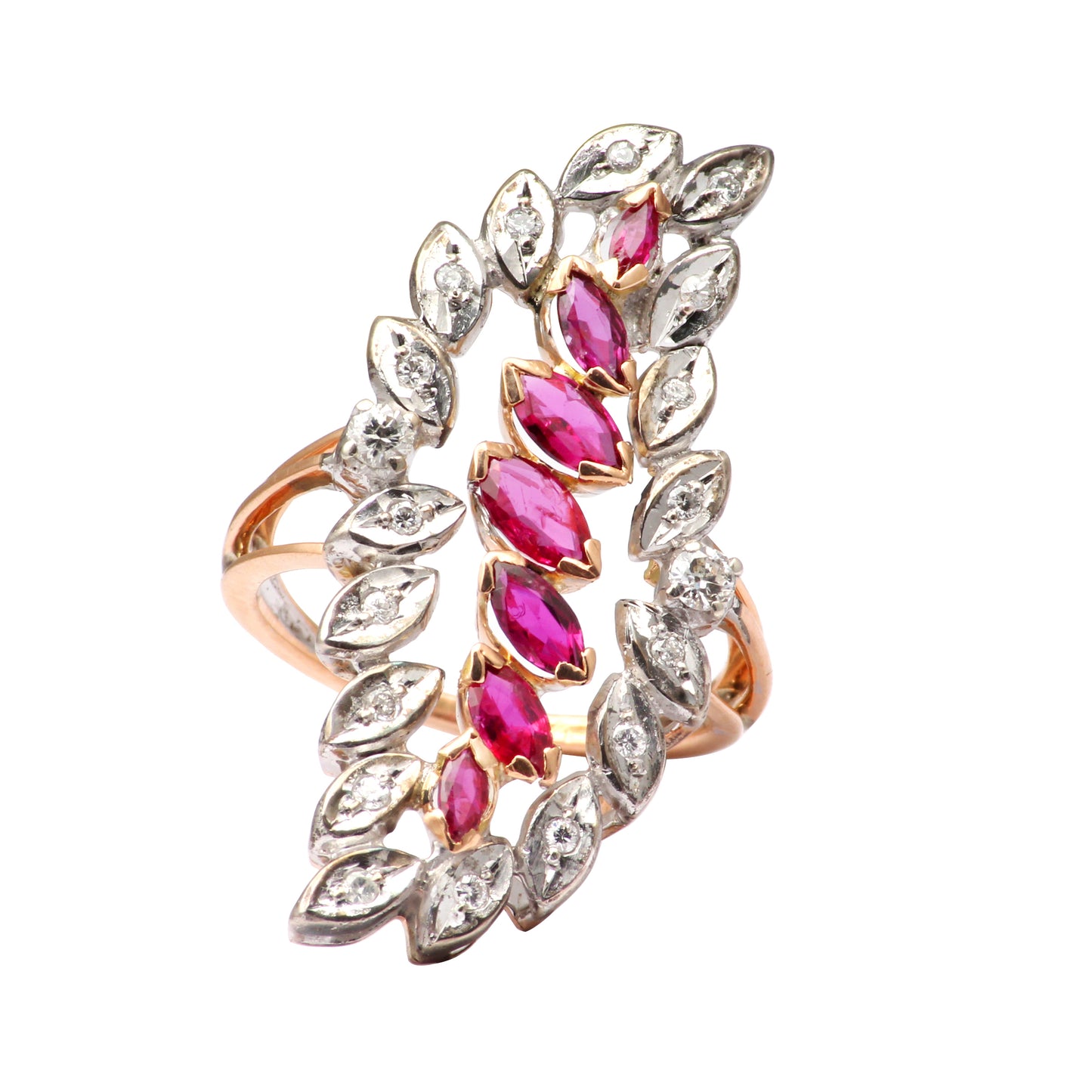 Ruby(Burma) And Diamonds Gold Ring