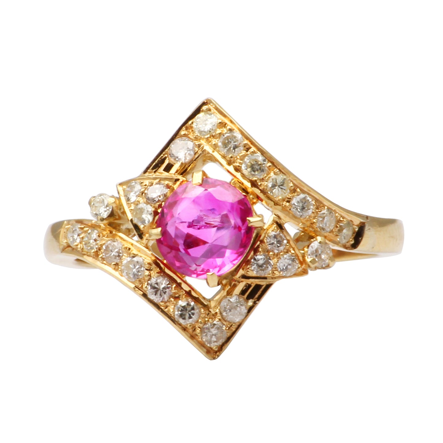 Ruby(Burma) And Diamonds Gold Ring