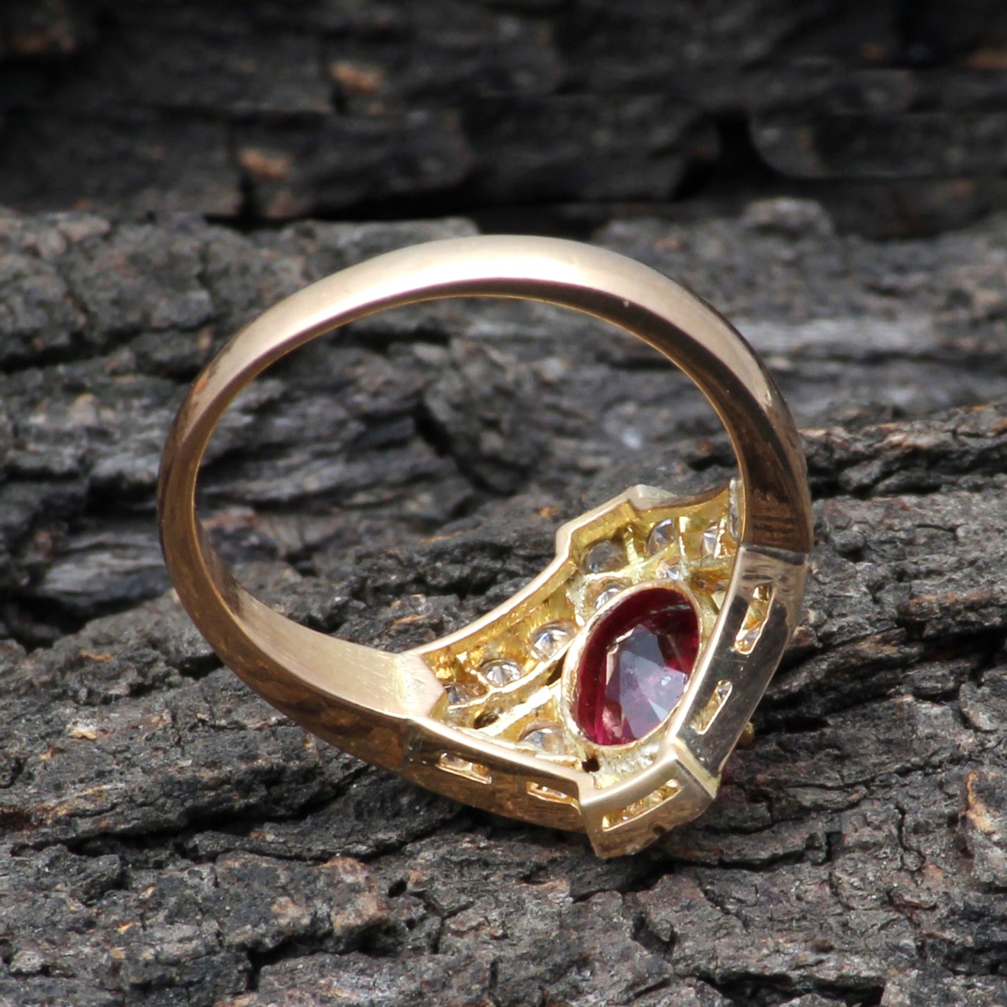 Ruby(Indian) And Diamonds Gold Ring