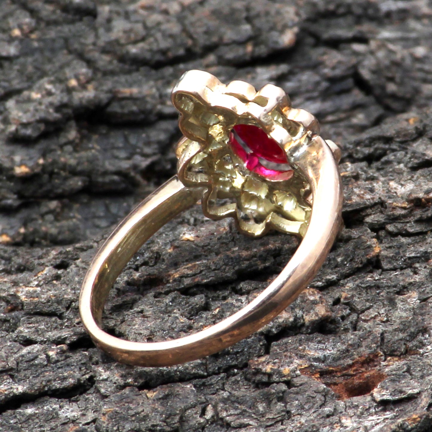 Ruby(Natural) And Diamonds Gold Ring