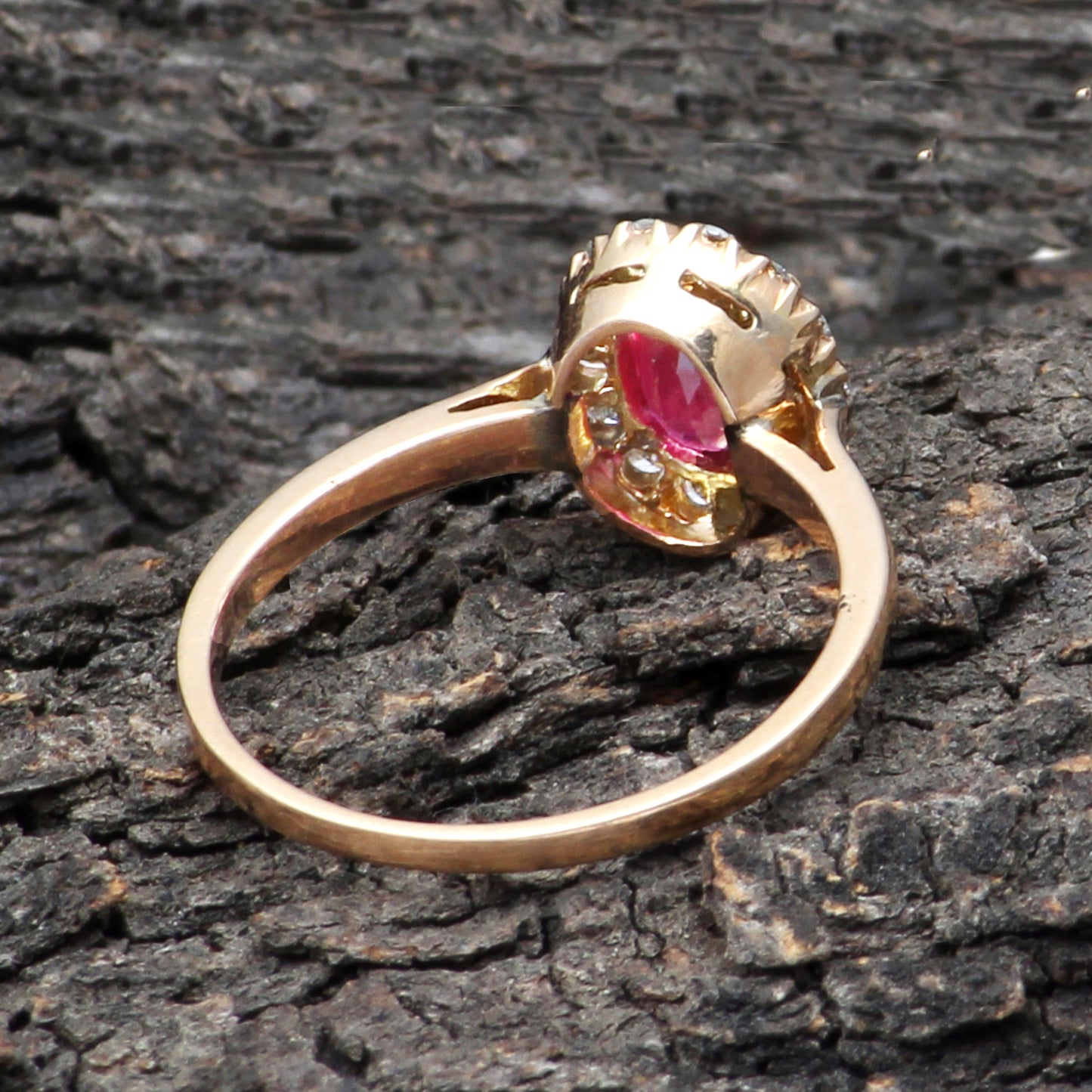 Ruby(Indian) And Diamonds Gold Ring