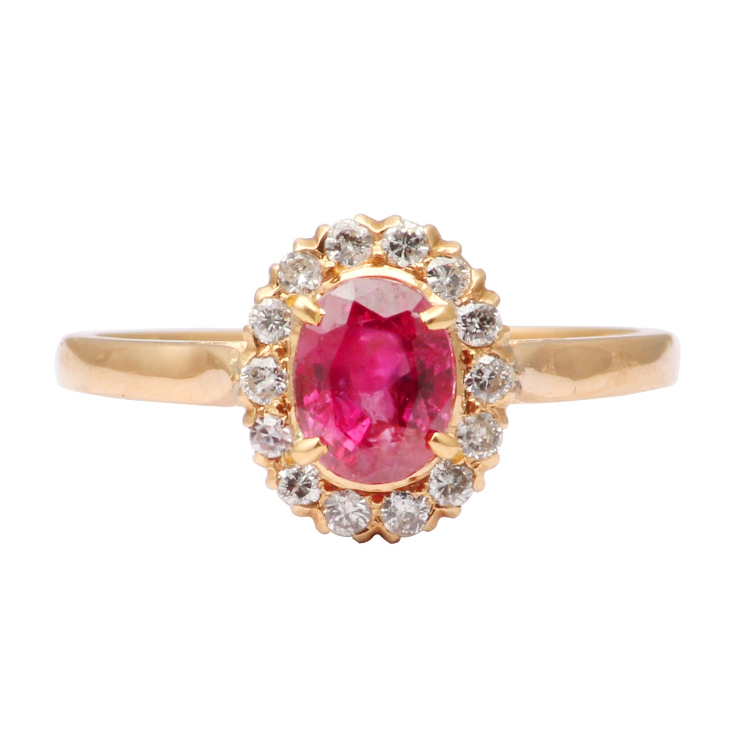 Ruby(Indian) And Diamonds Gold Ring