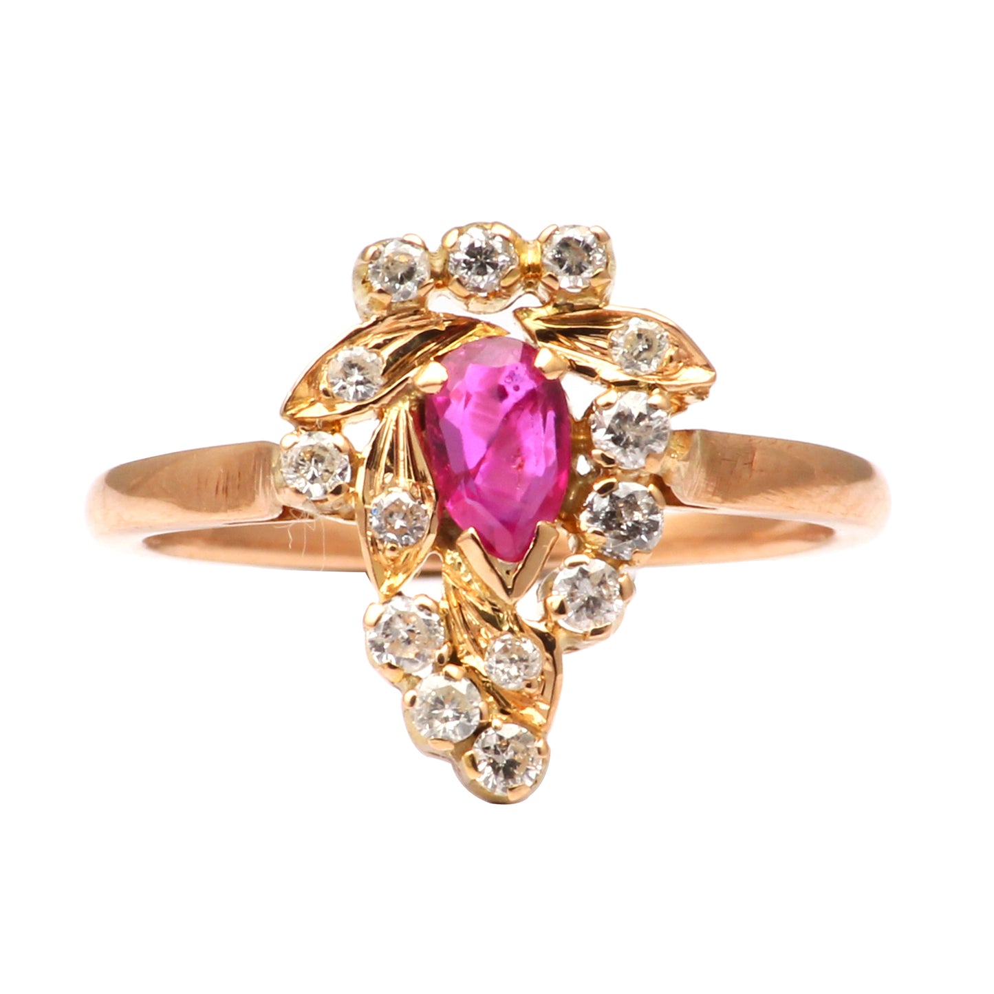 Ruby(Burma) And Diamonds Gold Ring